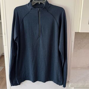 Lululemon Navy Blue Metal Vent Tech Half Zip Pullover Shirt Size Large